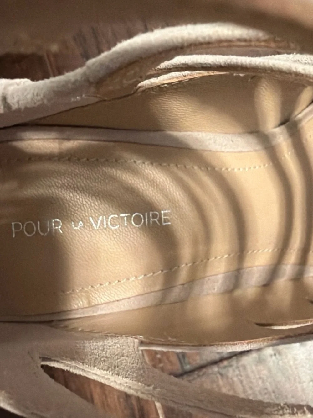 Pour La Victoire Blush Strappy Block Heel Sandals